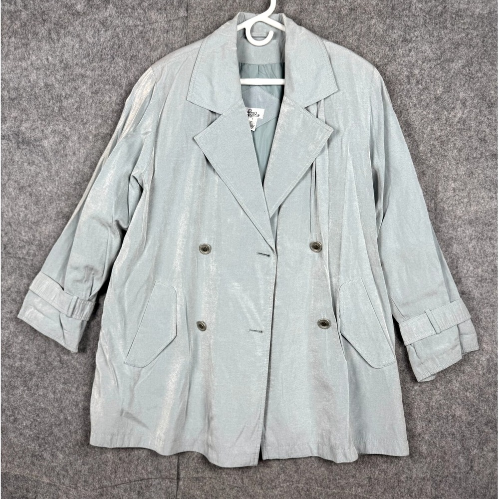 LILLY PULITZER Trench Coat Women's 8 Green Double Breasted Wool Lined